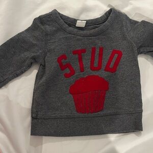 GAP Gray Sweatshirt with Red Cupcake Design